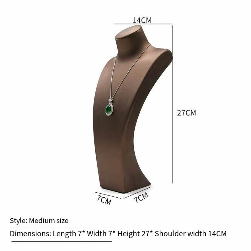 PU Leather Jewelry Display Stand,Luxury Portrait Neck Bust Model for Necklace Pendant Rack, Photo Props & Shop Display Organizer