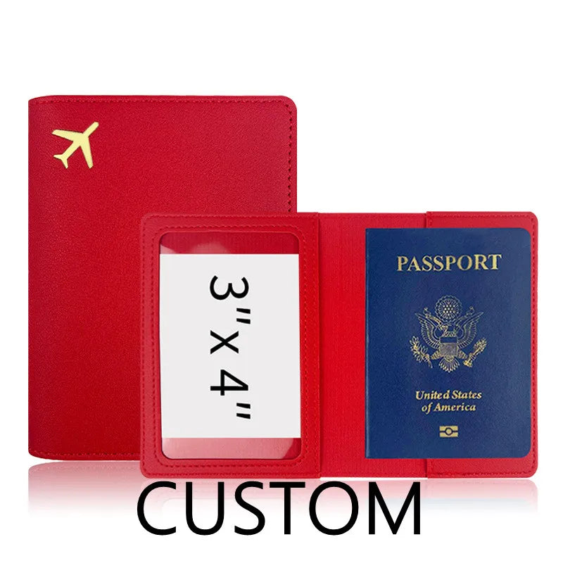 Personalize Initials Passport Holder Gold Airplane Travel Accessory Cover Custom Name Wedding Gift Company Logo Passport Sleeve
