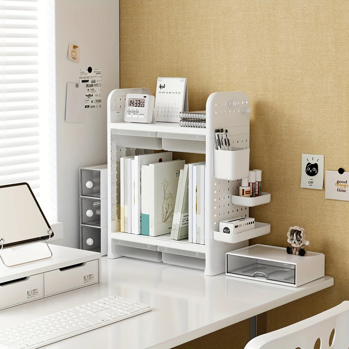 White Double-layer Desktop Storage Organizer