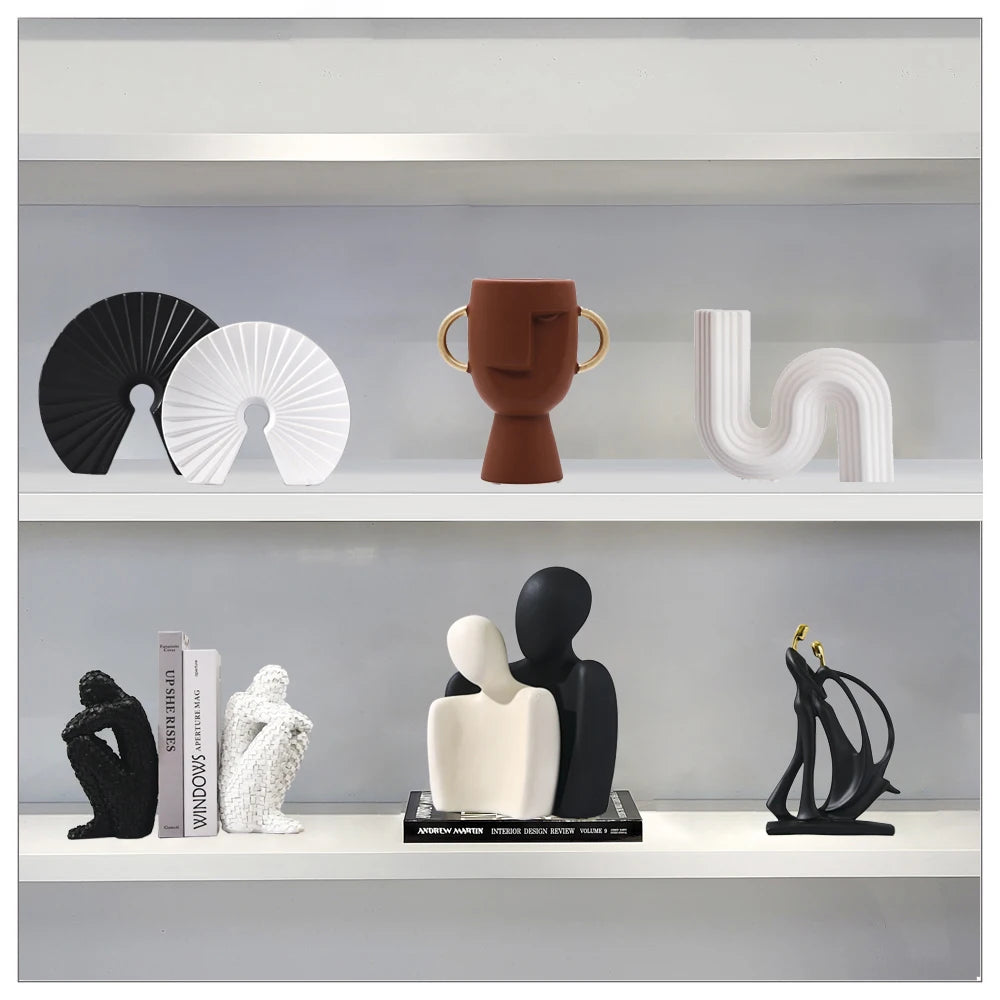 Nordic Luxury Abstract Sculpture Office Decoration Cabinet Bookcase