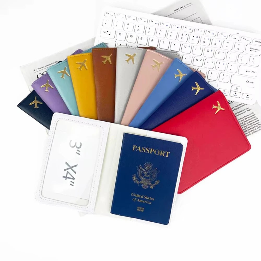 Personalize Initials Passport Holder Gold Airplane Travel Accessory Cover Custom Name Wedding Gift Company Logo Passport Sleeve