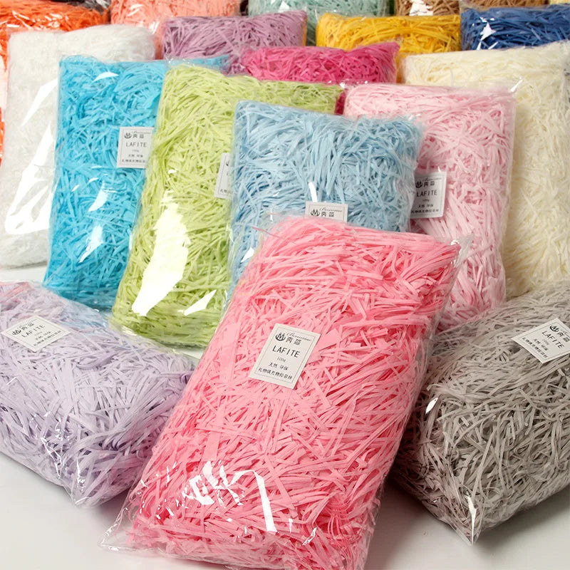 100g Colorful Raffia Shredded Paper Candy Boxes DIY Gift Box Filling Material Tissue Party Gift Packaging Filler Decor