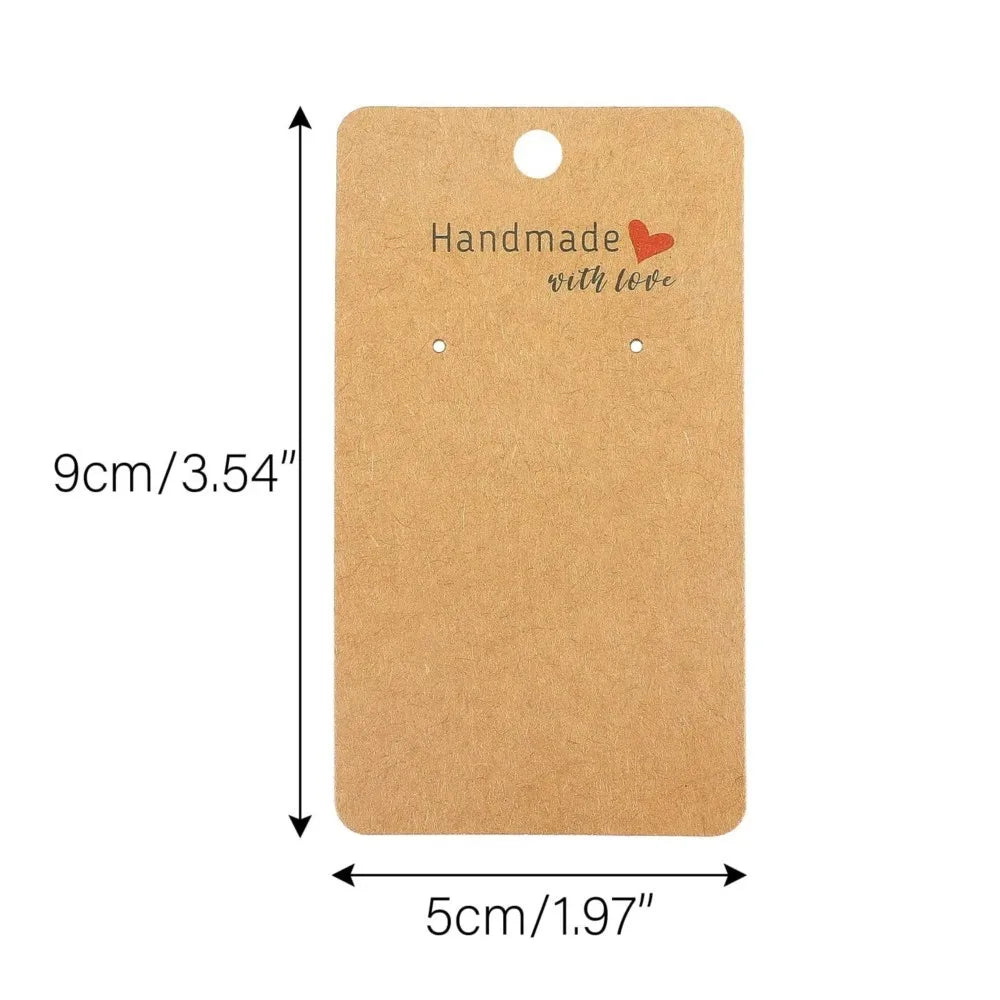 50pcs 5x9cm Earring Display Cards Handmade with Love Holders for Ear Stud Jewelry Selling Small Business Packaging Supplies
