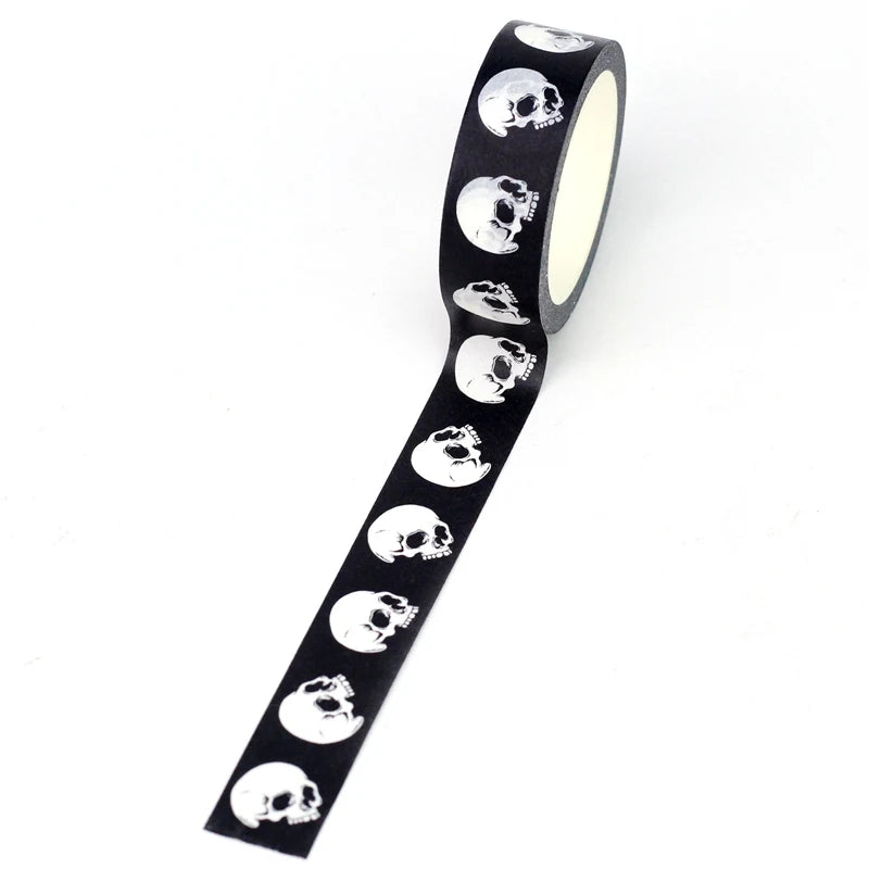 NEW 1PC 10M Deco Halloween Ghosts Skull Spider Web BW Washi Tape Set for Scrapbooking Journaling Masking Tape Cute Stationery