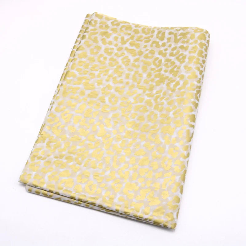 10pcs Gold Tissue Paper DIY Gift Wrapping Paper Handmade Craft Leopard Star Pattern Floral Packaging Material Arts Supplies