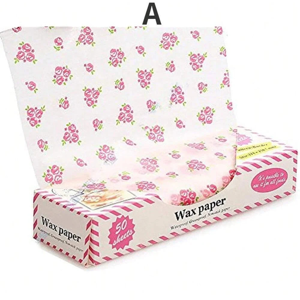 Wax Paper for Sandwiches and Bakery with Heart and Flower Patterns Decorative Food Wrapping Paper for Baking and Packaging