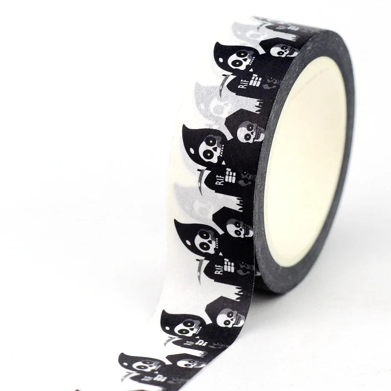 NEW 1PC 10M Deco Halloween Ghosts Skull Spider Web BW Washi Tape Set for Scrapbooking Journaling Masking Tape Cute Stationery