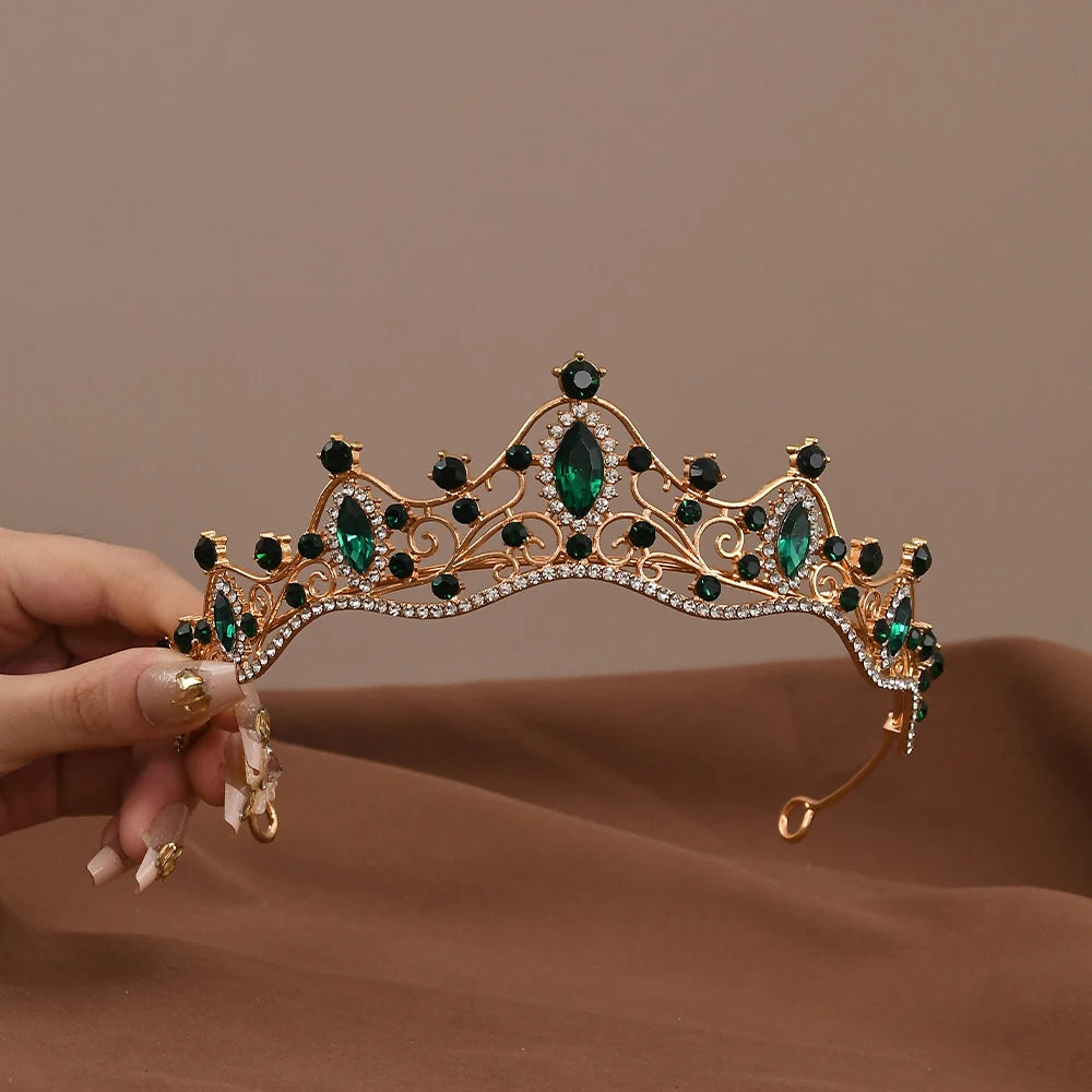 Princess Queen Vintage Baroque Crystal Crown Rhinestone Tiara For Women Bridal Weeding Party Prom Jewelry Hair Accessories