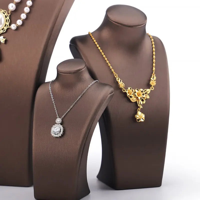 PU Leather Jewelry Display Stand,Luxury Portrait Neck Bust Model for Necklace Pendant Rack, Photo Props & Shop Display Organizer