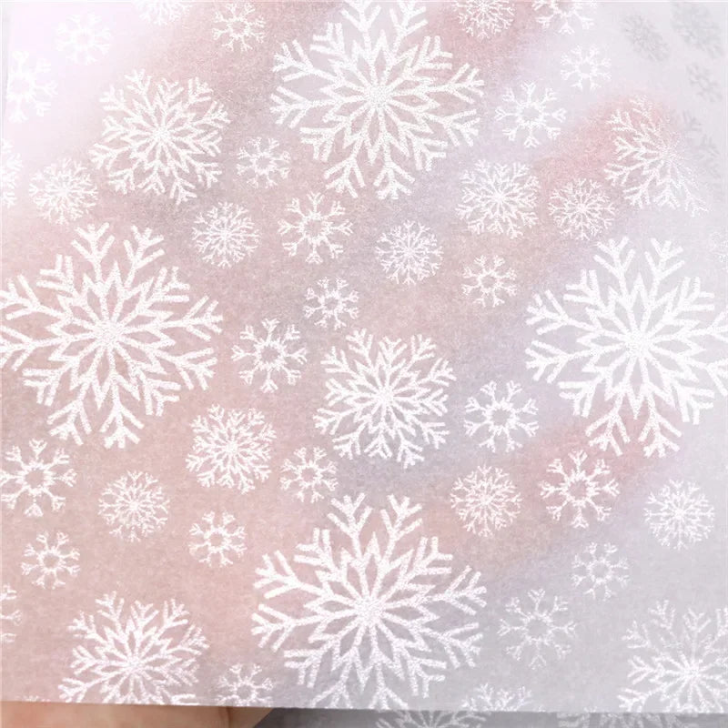 10Pcs/bag Snowflake Print Wrapping Tissue Paper 50*66 Cm Christmas New Year Xmas Party Wedding Flowers Packaging Supplies