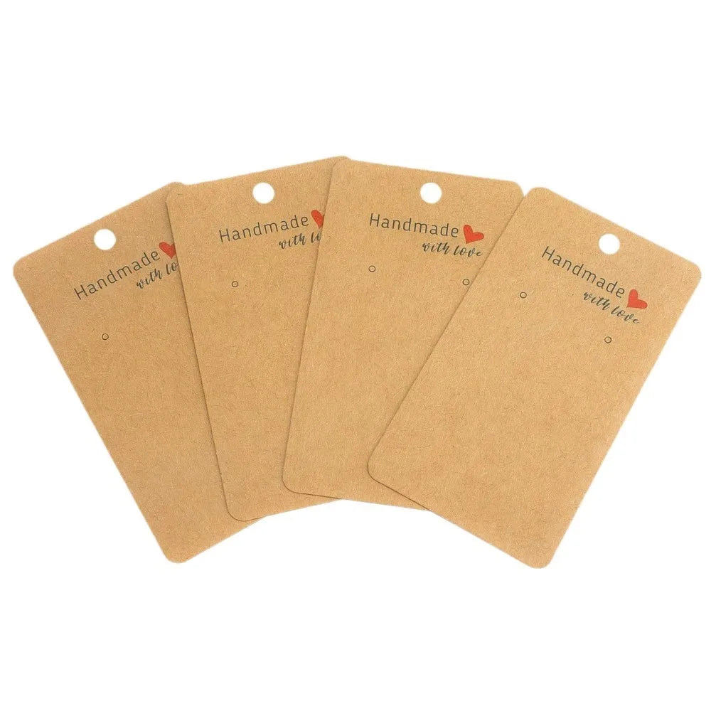 50pcs 5x9cm Earring Display Cards Handmade with Love Holders for Ear Stud Jewelry Selling Small Business Packaging Supplies