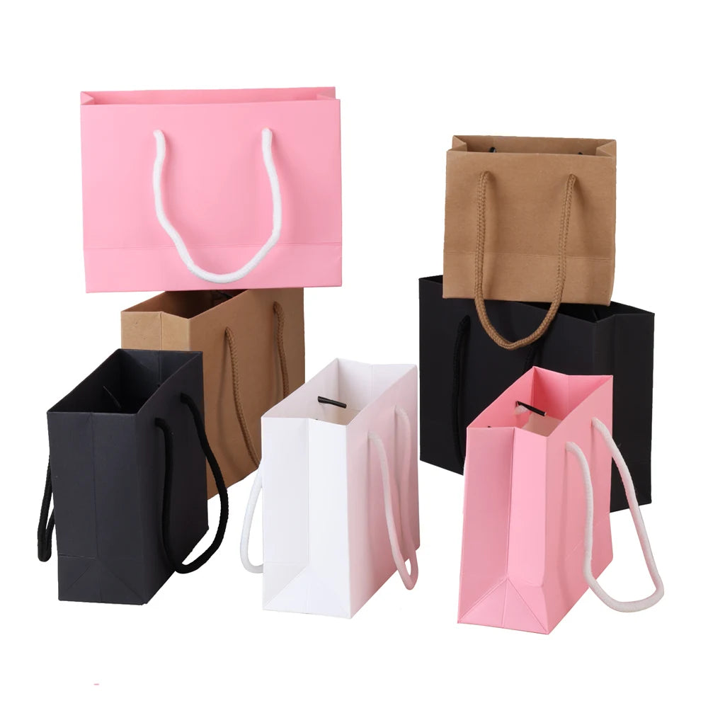 10Pcs Simple Portable Gift bag Hardpaper Bag Jewelry Packaging Paper Bag Business Wholesale Gift Bag