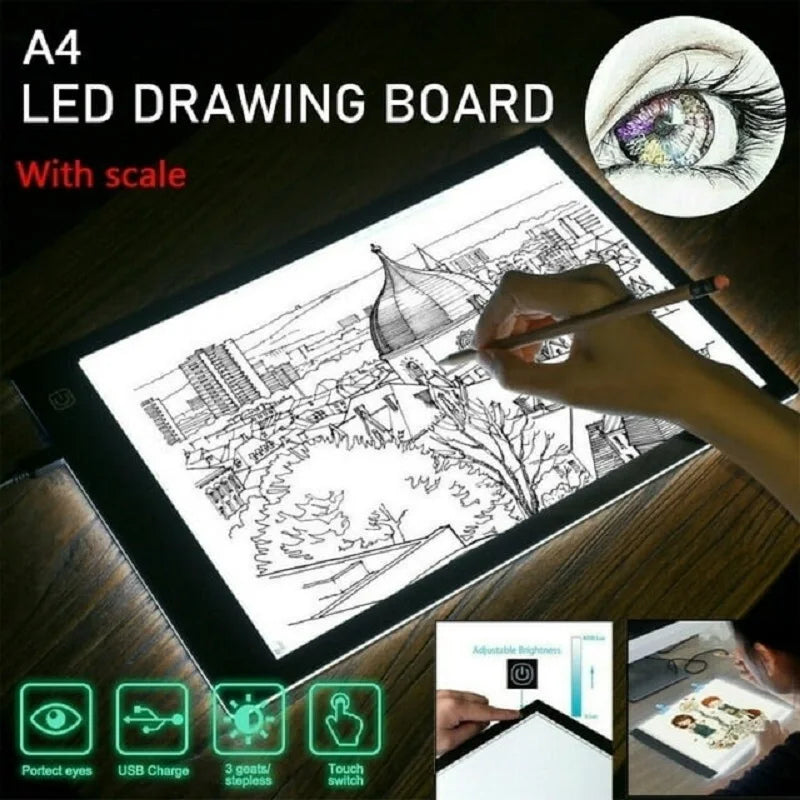 Led Drawing Copy Pad 3 Level Dimmable Board Table Adjustable Light Notepad