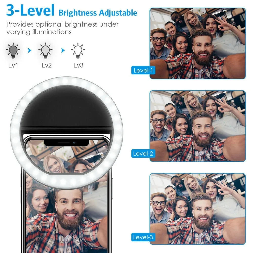 LED Fill Light Portable USB Charge Led Selfie Ring Light Cell Phone Live Broadcast Video LED Selfie Ring Lamp For All Smartphone