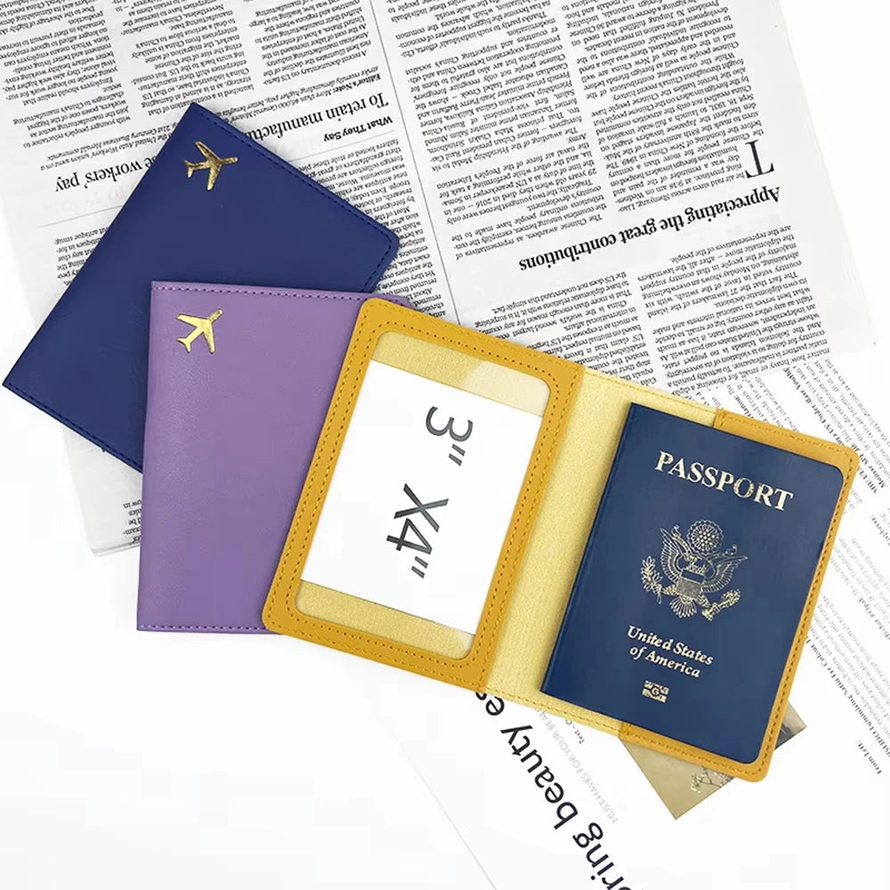 Personalize Initials Passport Holder Gold Airplane Travel Accessory Cover Custom Name Wedding Gift Company Logo Passport Sleeve