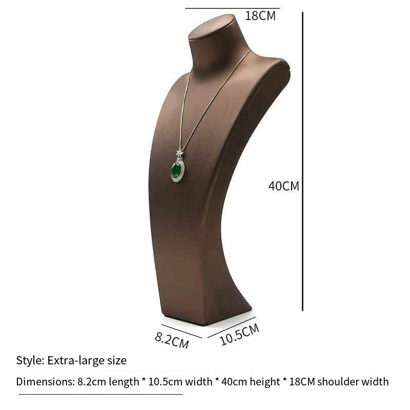 PU Leather Jewelry Display Stand,Luxury Portrait Neck Bust Model for Necklace Pendant Rack, Photo Props & Shop Display Organizer