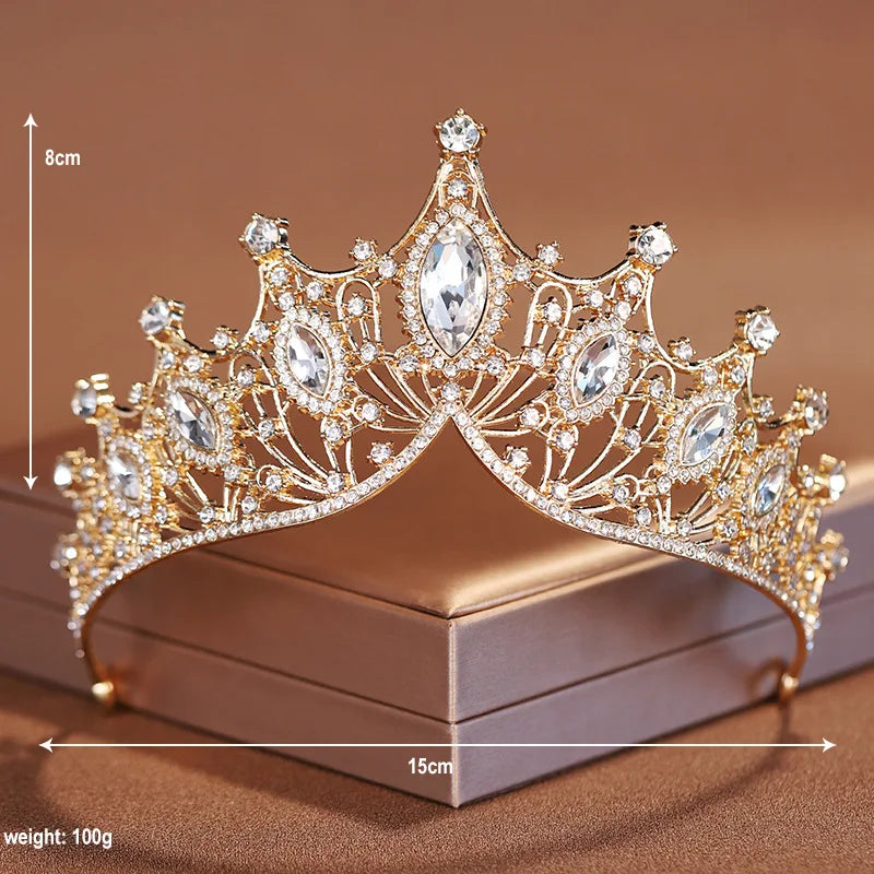 Bridal Headwear Noble Dazzling Silver-Colour Ladies' Crystal Crown Rhinestone Tiara Designed For Wedding Party