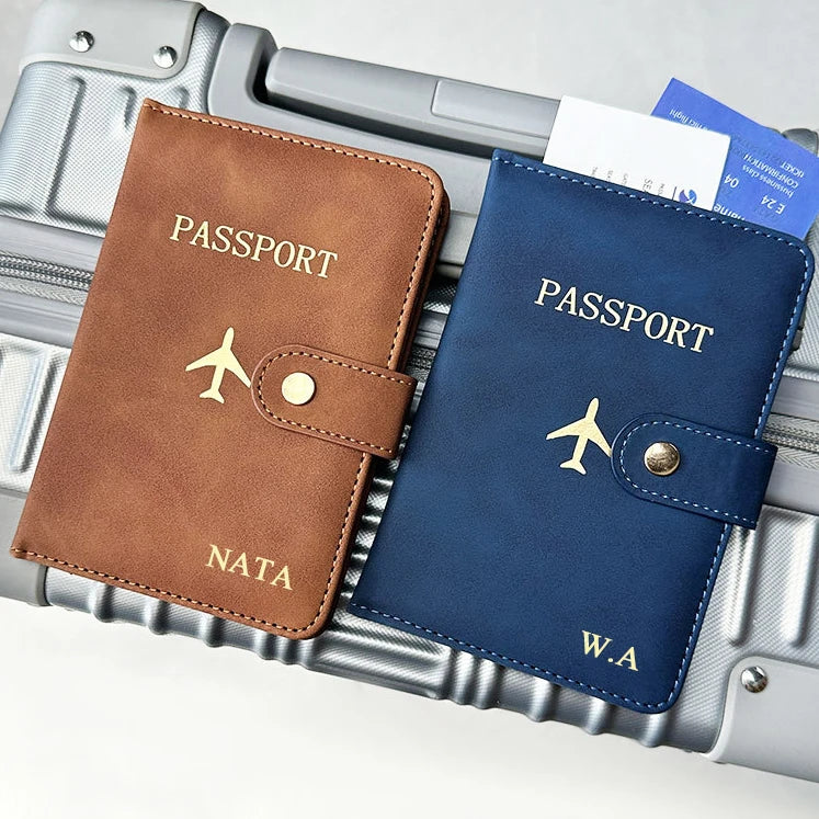 Personalize Name Travel Passport Wallet Luxury Airplane Men Business Passport Cover Custom Name Gift Women Travel Accessories