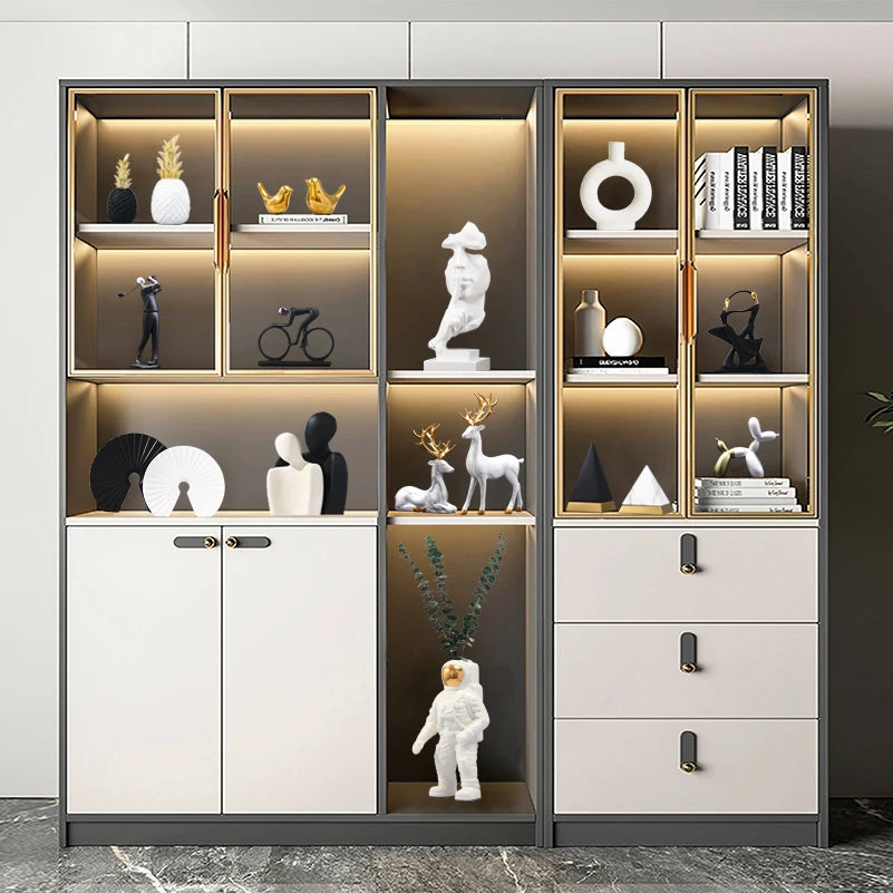 Nordic Luxury Abstract Sculpture Office Decoration Cabinet Bookcase