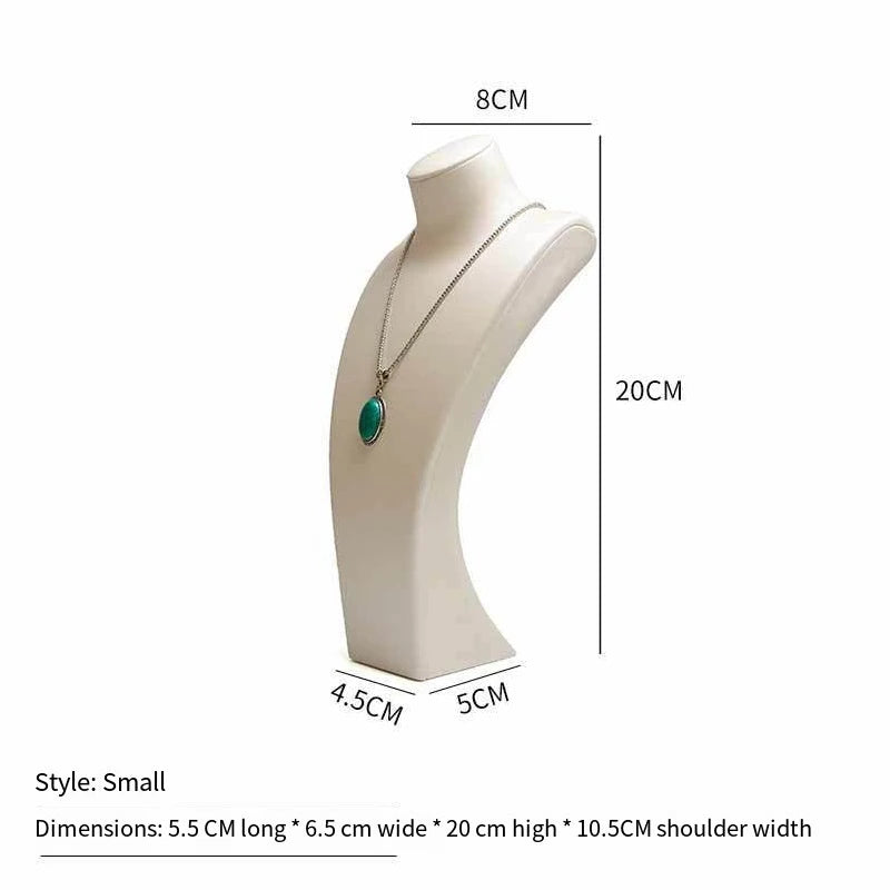 PU Leather Jewelry Display Stand,Luxury Portrait Neck Bust Model for Necklace Pendant Rack, Photo Props & Shop Display Organizer