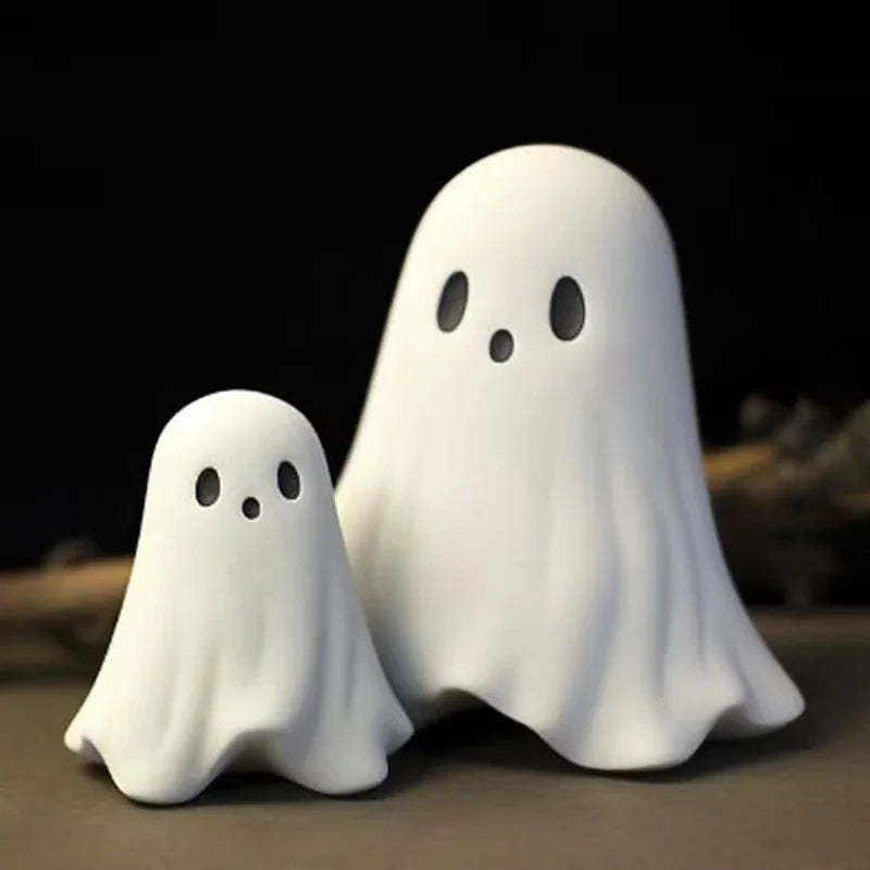 New Halloween Cute White Ghost Middle Finger Cute Ghost Statue Halloween Home Decorations Desk Decorations Small Ornaments