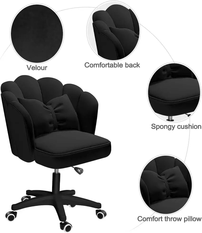 Velvet Home Office Butterfly Chairs with Bow Cushion