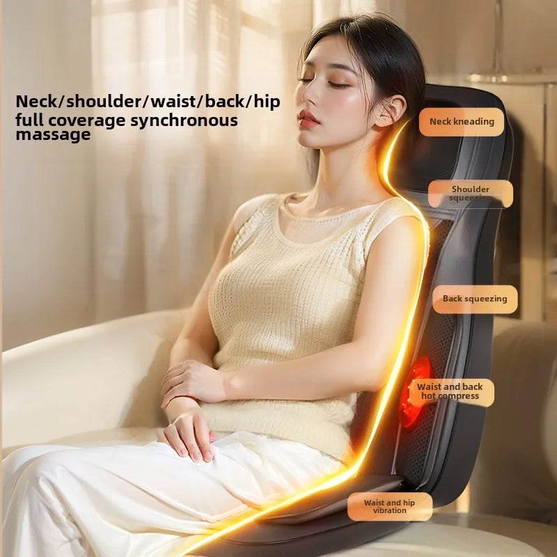 Full Body Massage Seat Cushion with Heat Vibration Warmer Back Massager for Chair Pad Kneading Christmas Gifts for Women Men Hom