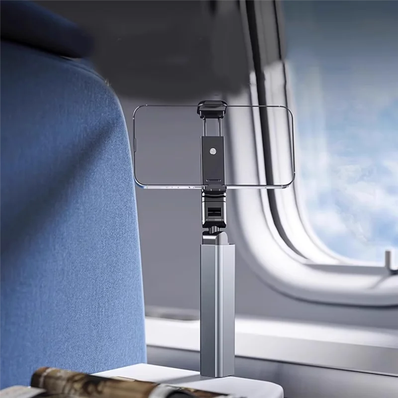 Airplane Travel Essentials Adjustable Phone Stand 360° Rotation Foldable Hook Pocket Size For Desk Tray Table-N36R