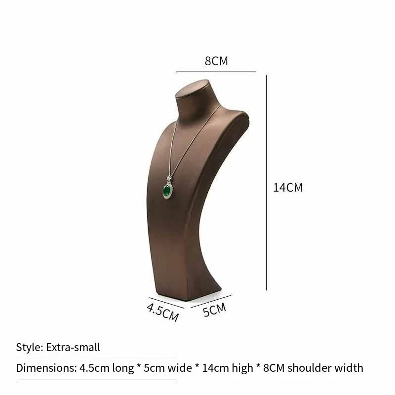 PU Leather Jewelry Display Stand,Luxury Portrait Neck Bust Model for Necklace Pendant Rack, Photo Props & Shop Display Organizer