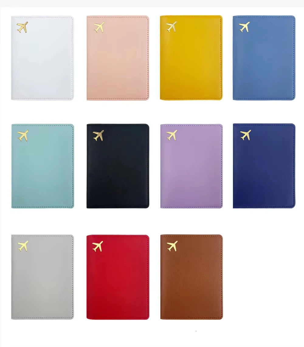Personalize Initials Passport Holder Gold Airplane Travel Accessory Cover Custom Name Wedding Gift Company Logo Passport Sleeve