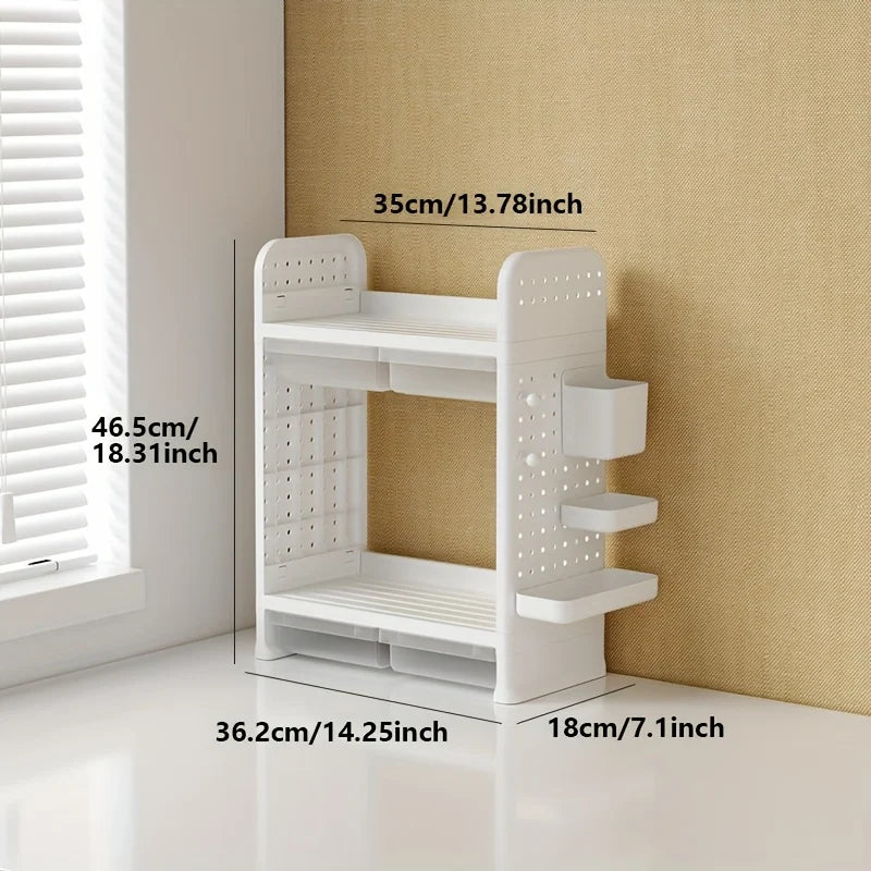 White Double-layer Desktop Storage Organizer