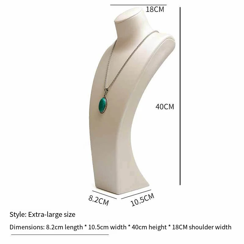 PU Leather Jewelry Display Stand,Luxury Portrait Neck Bust Model for Necklace Pendant Rack, Photo Props & Shop Display Organizer