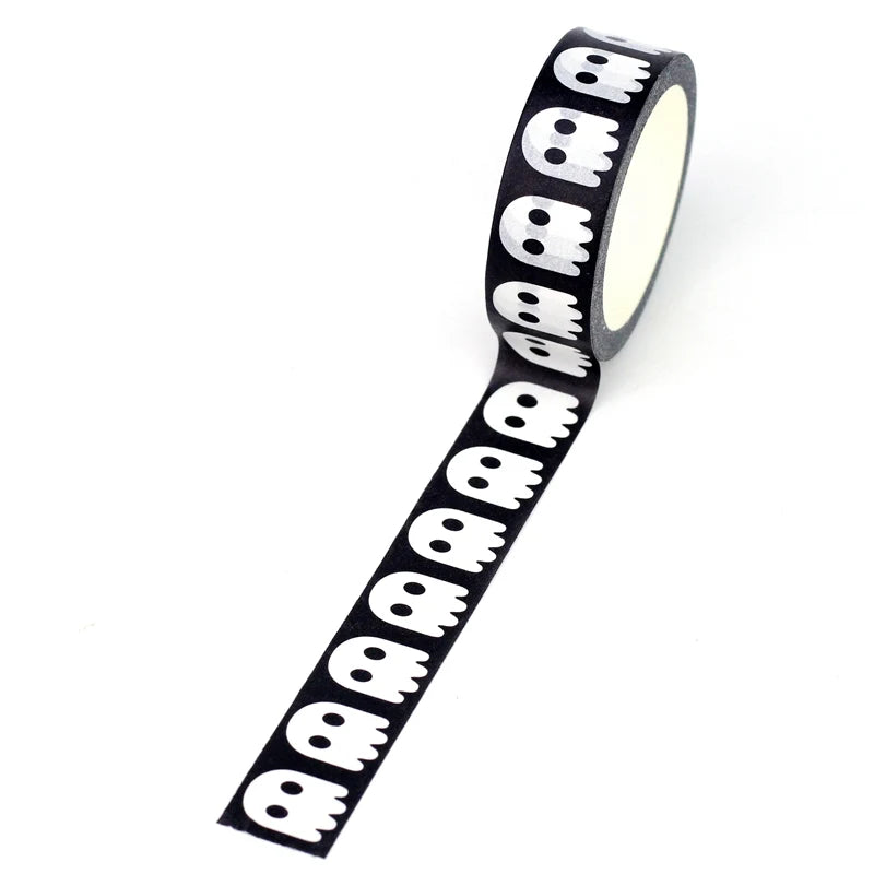 NEW 1PC 10M Deco Halloween Ghosts Skull Spider Web BW Washi Tape Set for Scrapbooking Journaling Masking Tape Cute Stationery