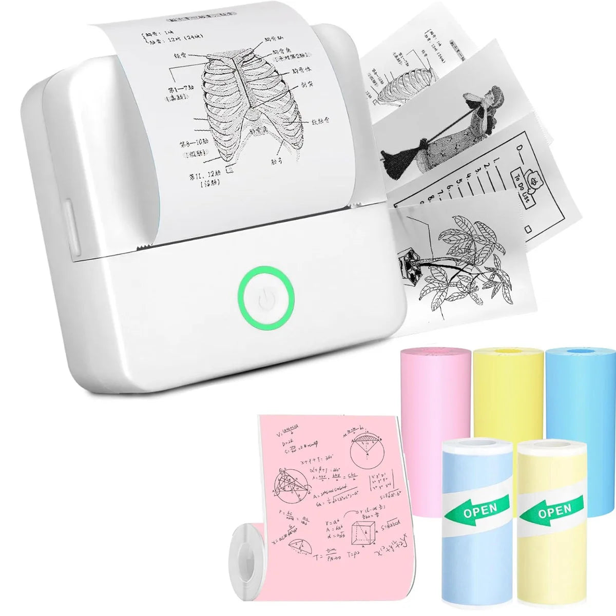 Thermal Mini Printer Portable Inkless Sticker Cut Small Pocket Printer