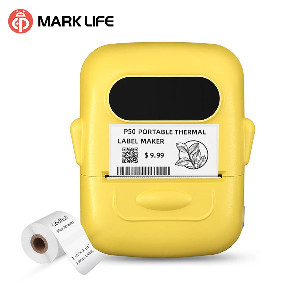 Marklife P50 Portable Label Maker Wireless Printer for Phone Office Home Barcode Clothing Jewelry Retail Mailing With roll Paper