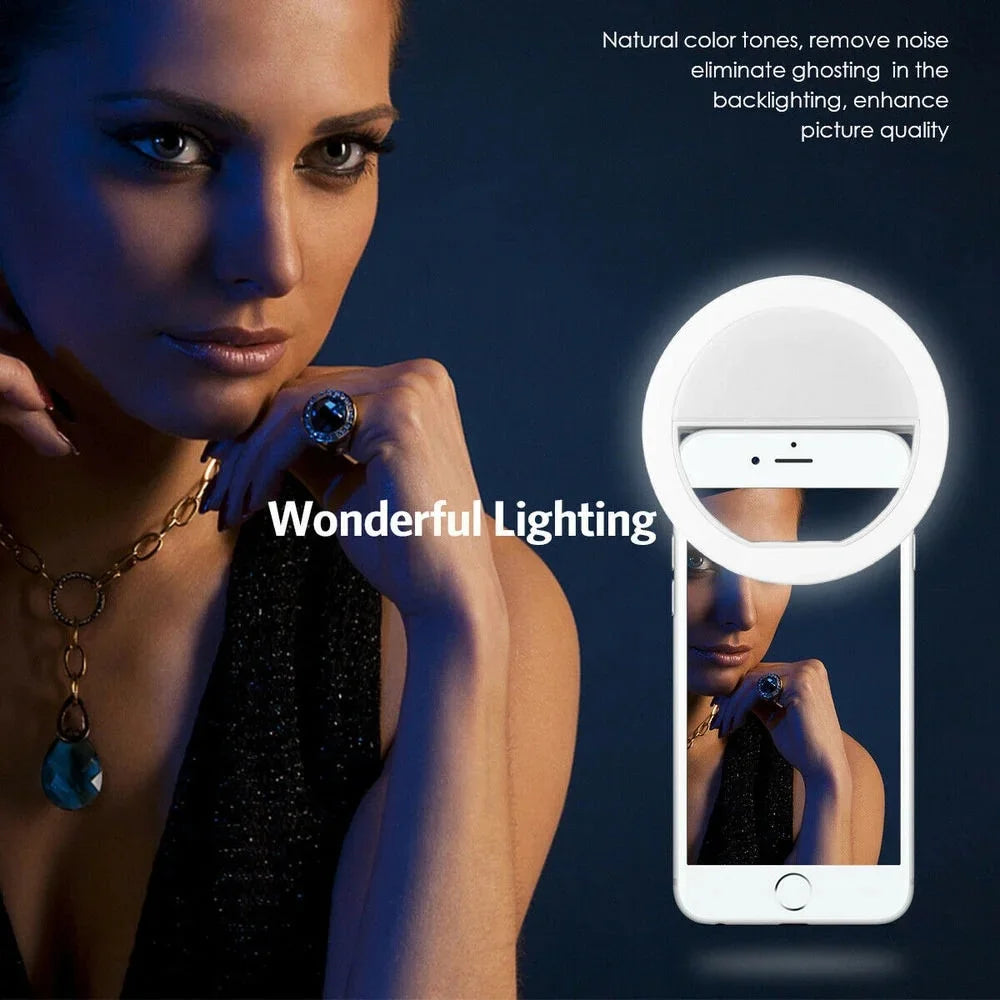 LED Fill Light Portable USB Charge Led Selfie Ring Light Cell Phone Live Broadcast Video LED Selfie Ring Lamp For All Smartphone