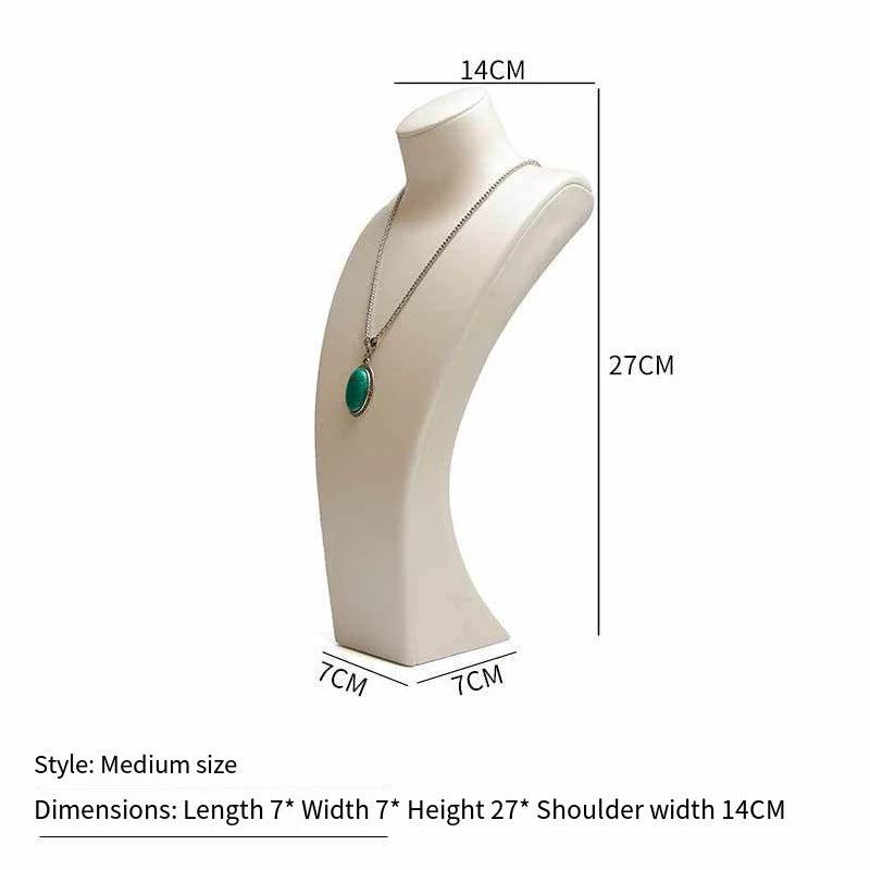 PU Leather Jewelry Display Stand,Luxury Portrait Neck Bust Model for Necklace Pendant Rack, Photo Props & Shop Display Organizer
