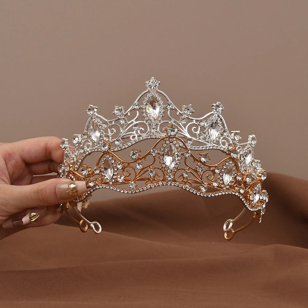 Princess Queen Vintage Baroque Crystal Crown Rhinestone Tiara For Women Bridal Weeding Party Prom Jewelry Hair Accessories