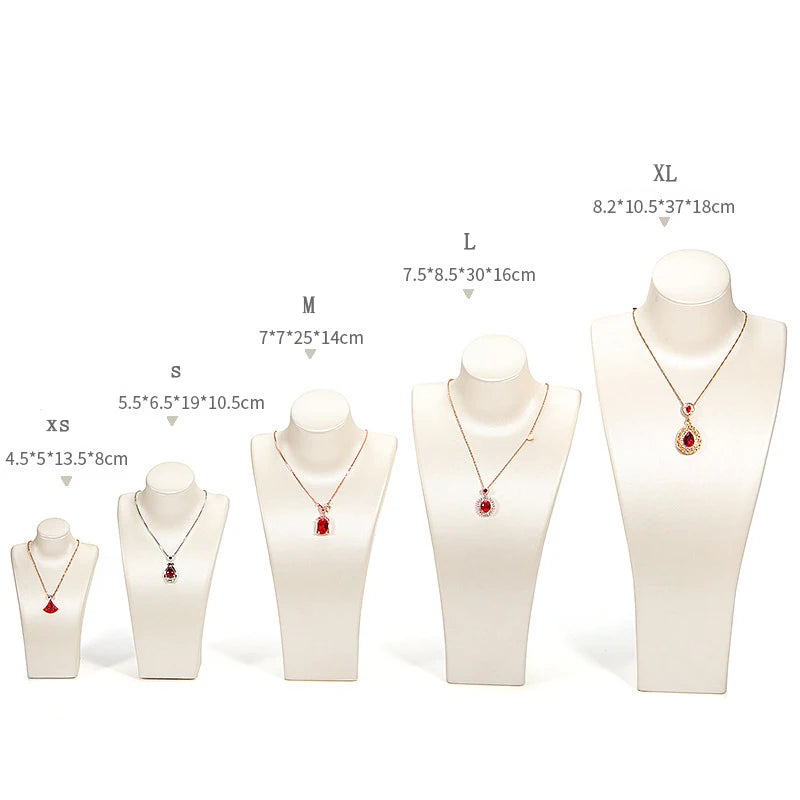 PU Leather Jewelry Display Stand,Luxury Portrait Neck Bust Model for Necklace Pendant Rack, Photo Props & Shop Display Organizer