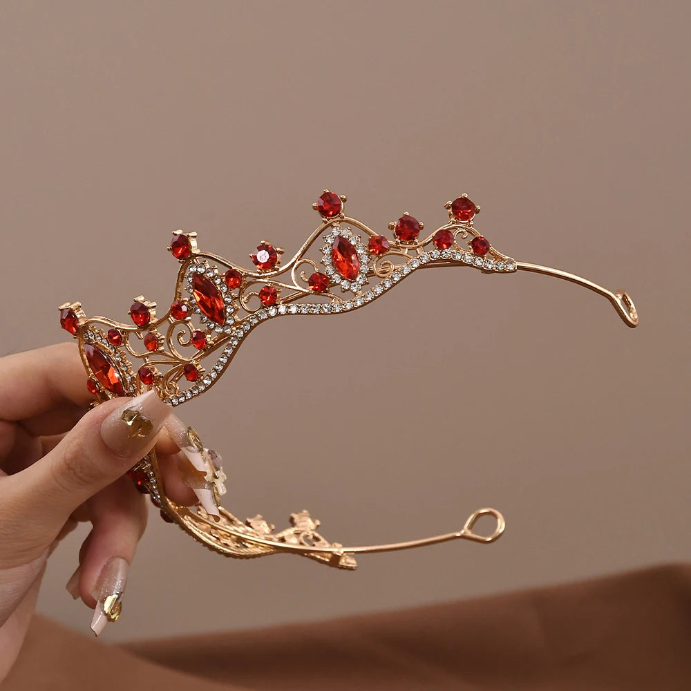 Princess Queen Vintage Baroque Crystal Crown Rhinestone Tiara For Women Bridal Weeding Party Prom Jewelry Hair Accessories