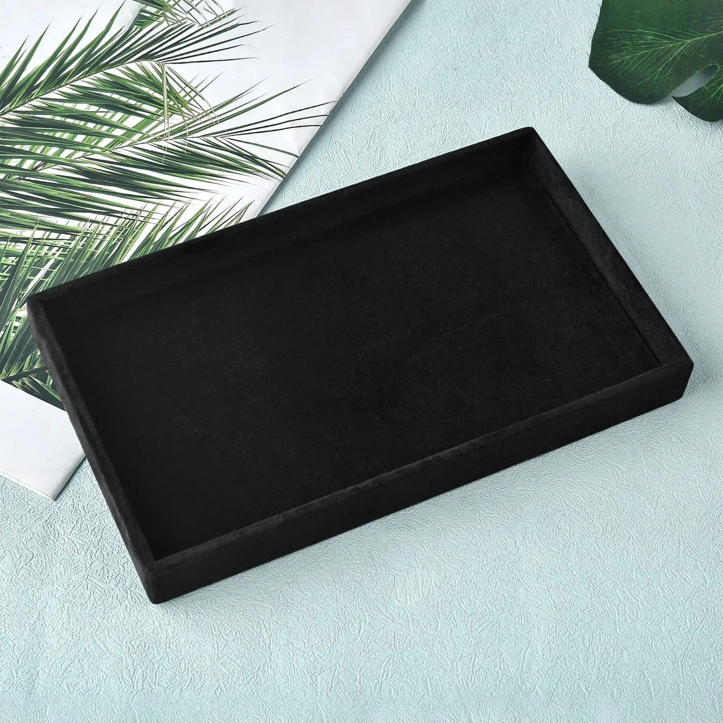 Black/Dark Green Flannel Jewelry Storage Box Household Drawer Earring Necklace Ring Tray Head Rope Ear Clip Display Storage Tray