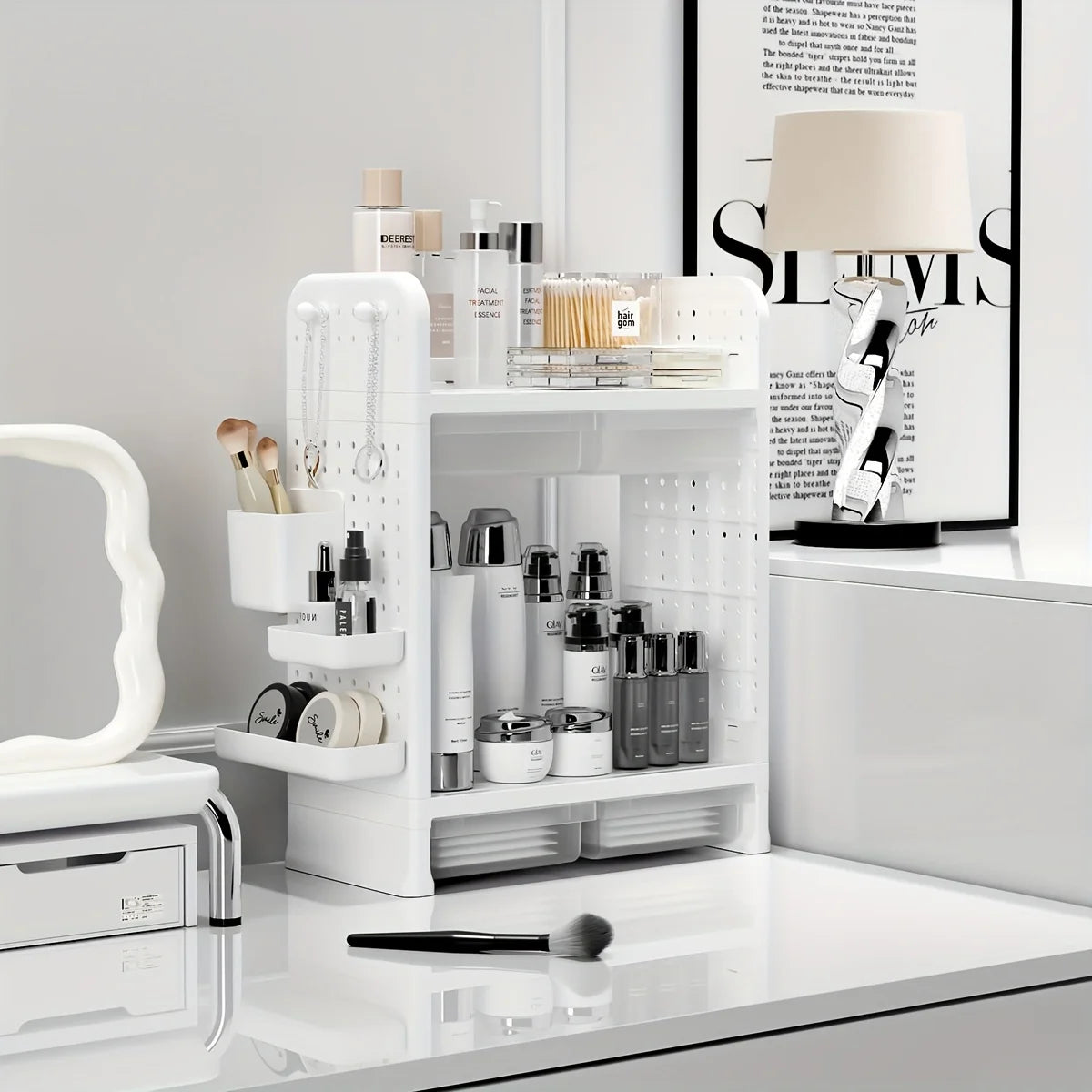 White Double-layer Desktop Storage Organizer