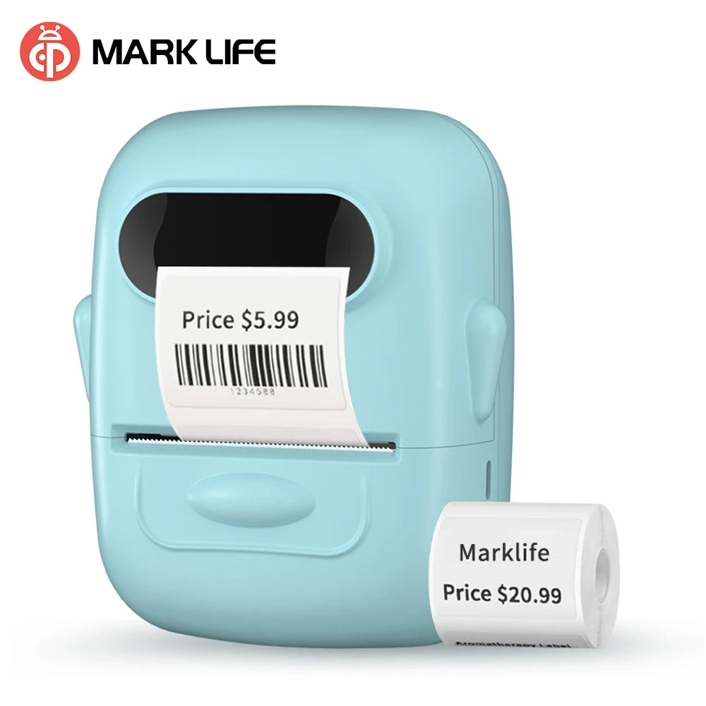 Marklife P50 Portable Label Maker Wireless Printer for Phone Office Home Barcode Clothing Jewelry Retail Mailing With roll Paper