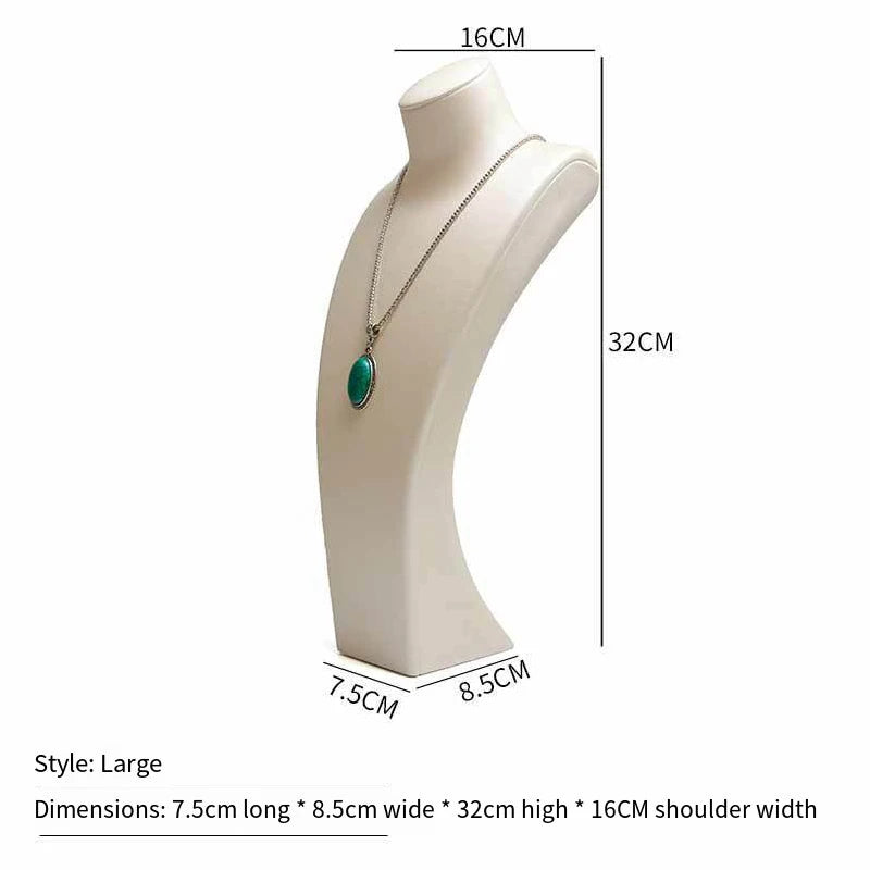 PU Leather Jewelry Display Stand,Luxury Portrait Neck Bust Model for Necklace Pendant Rack, Photo Props & Shop Display Organizer