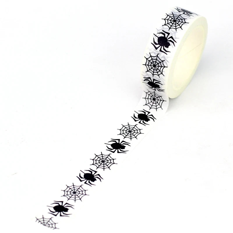 NEW 1PC 10M Deco Halloween Ghosts Skull Spider Web BW Washi Tape Set for Scrapbooking Journaling Masking Tape Cute Stationery