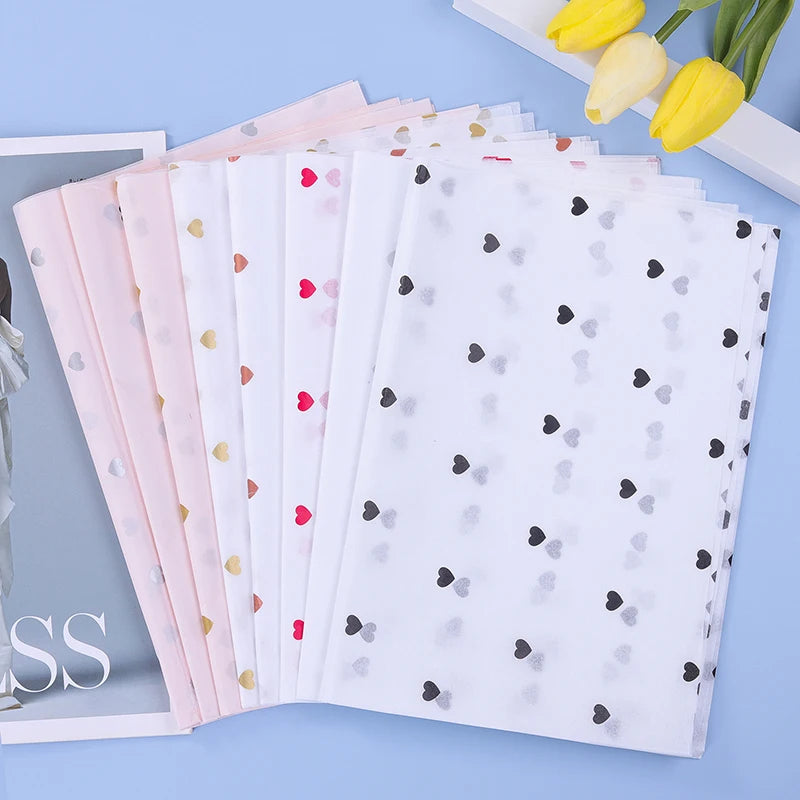 10 Sheets/lot 50*70 Cm Gift Wrapping Paper DIY Handmade Craft Star Love Dot Pattern Tissue Paper Floral Packaging Material