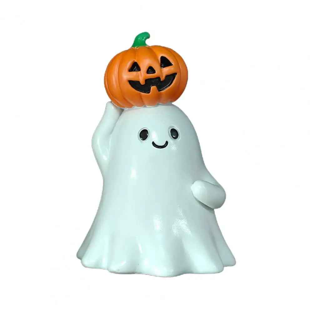 Cute Ghost Decoration Ceramic Ghost Ornament Spooky Halloween Ghost Figurine Resin Desktop Ornament for Home Office for Party