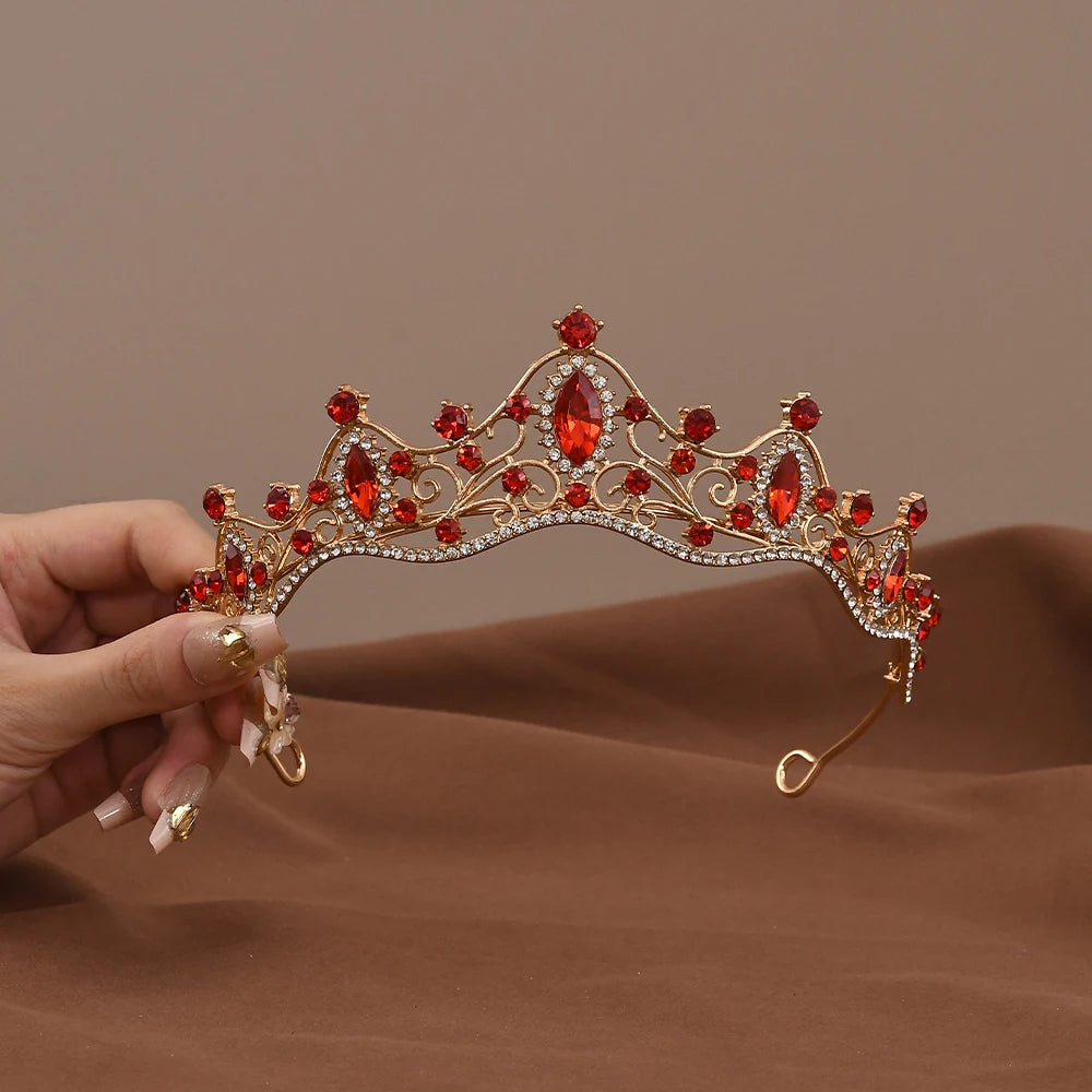 Princess Queen Vintage Baroque Crystal Crown Rhinestone Tiara For Women Bridal Weeding Party Prom Jewelry Hair Accessories