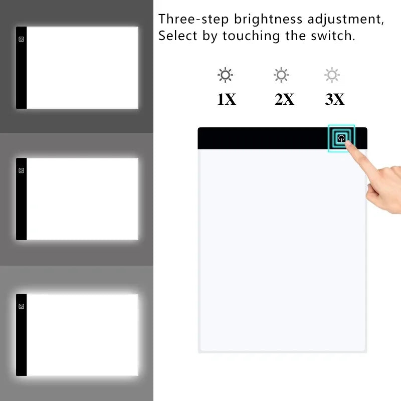 Led Drawing Copy Pad 3 Level Dimmable Board Table Adjustable Light Notepad