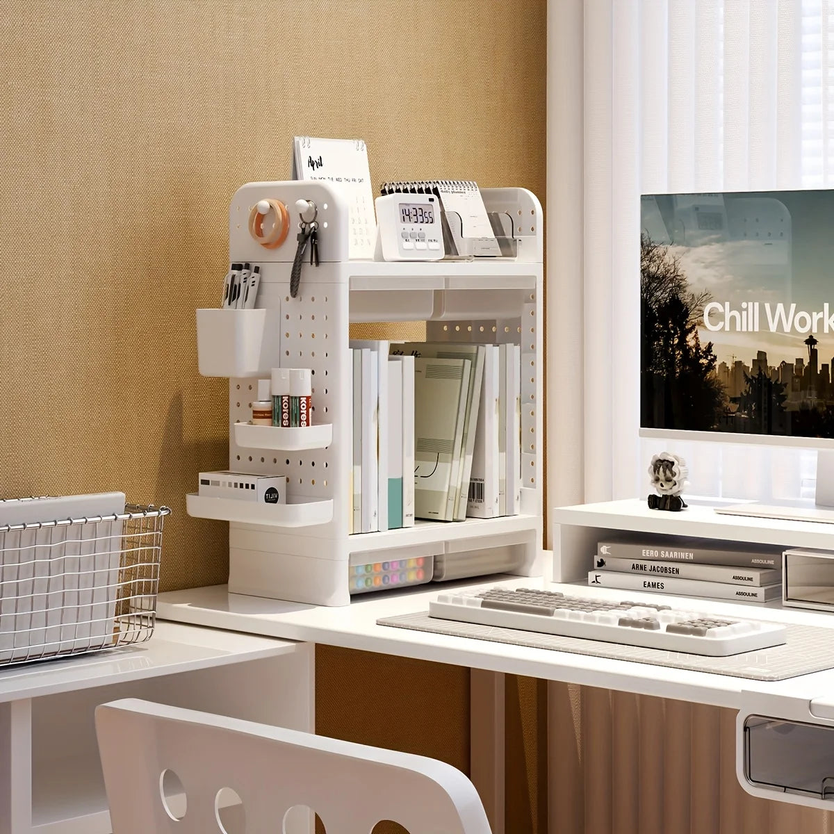 White Double-layer Desktop Storage Organizer